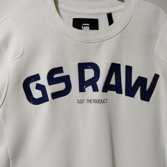 Gsraw Streetwear Rubber Graphic Printed Regular Fit GR Sweater Beige Mens Sz XXL - Picture 3 of 14